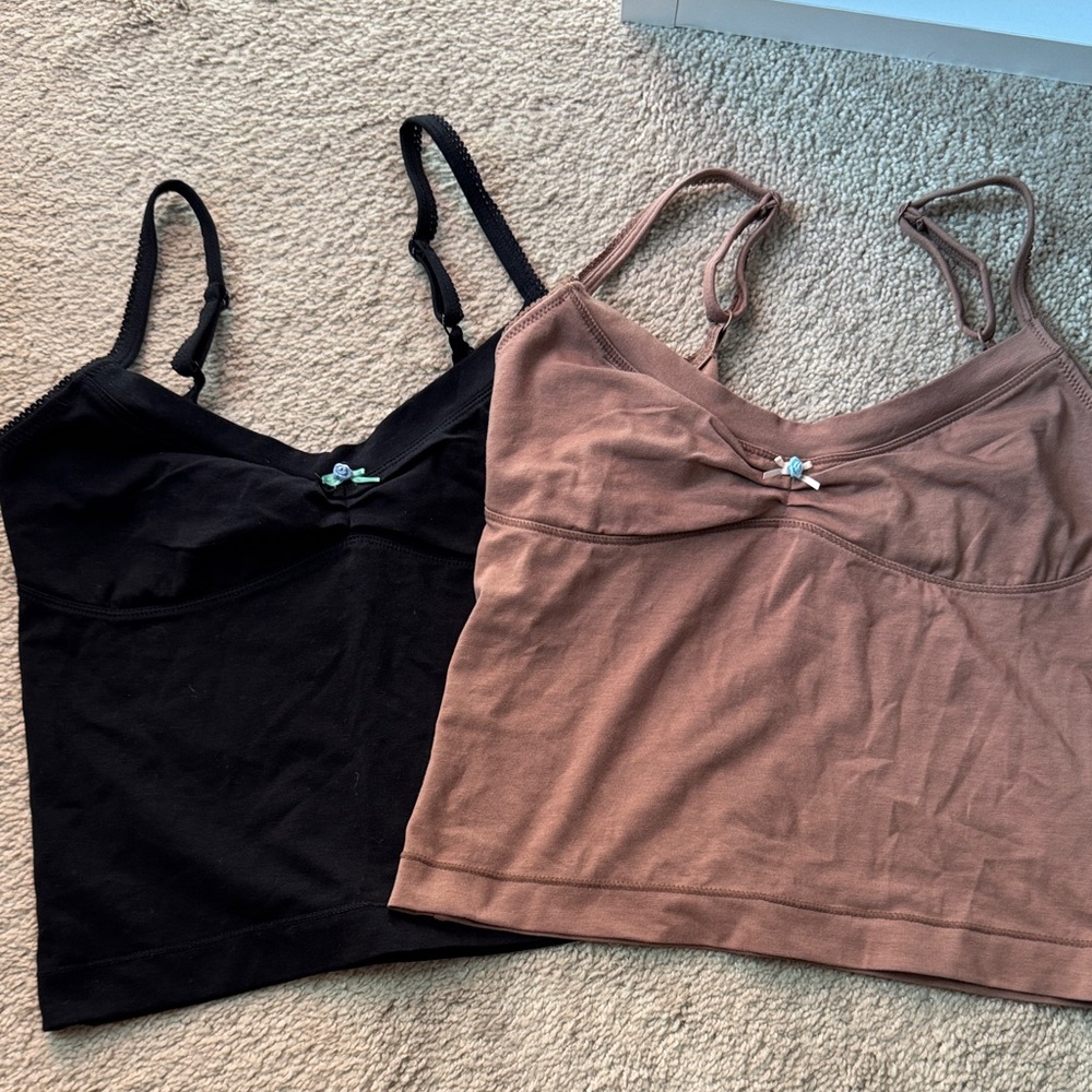 Women's Black and Brown Camisole Set